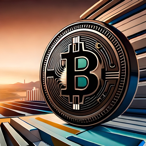 Una ciudad con un Bitcoin al lado