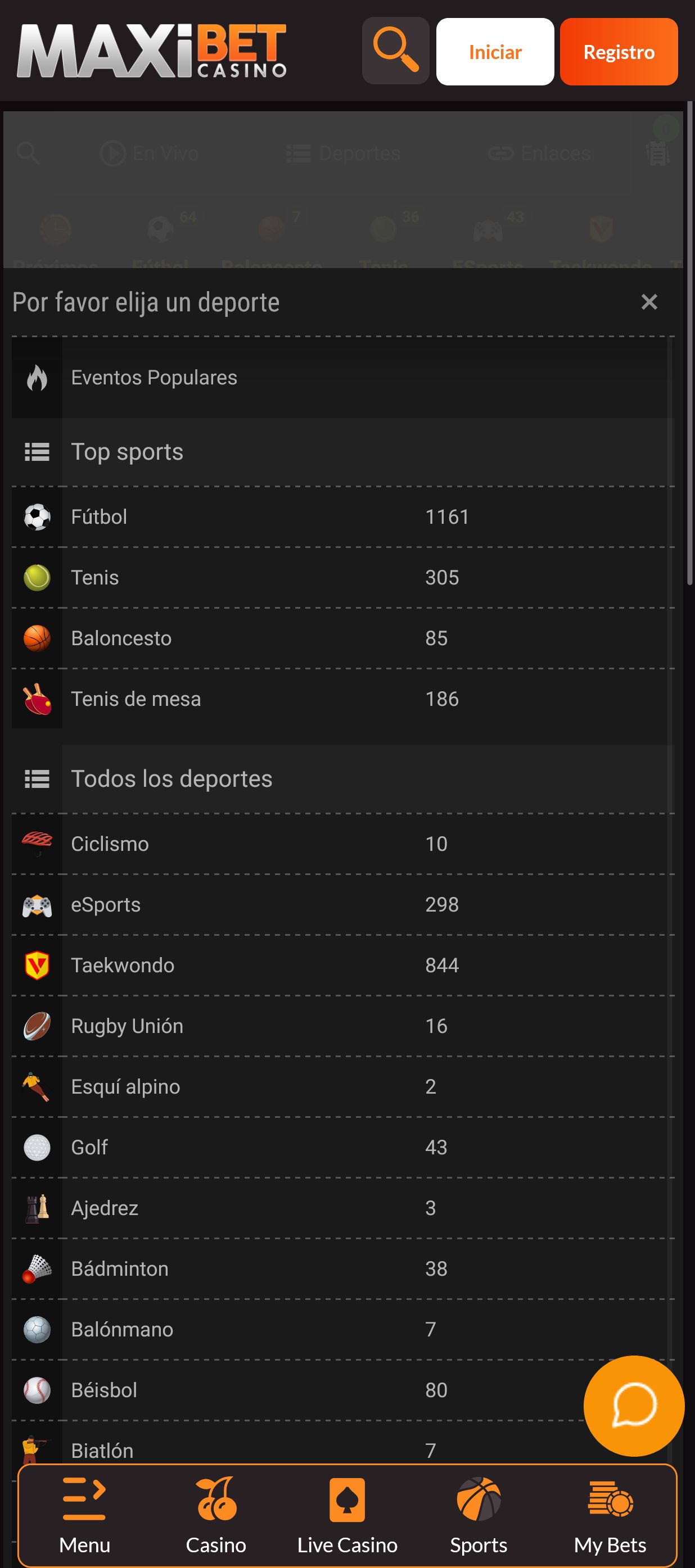 Oferta de apuestas deportivas Maxibet