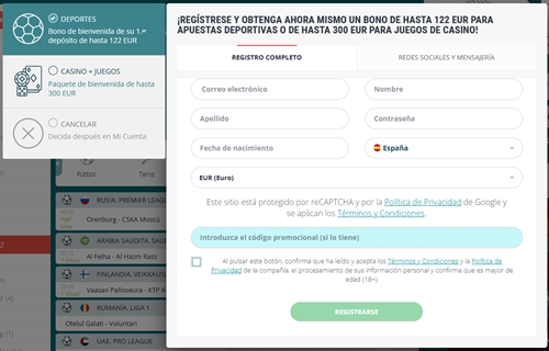 Procedimiento de registro